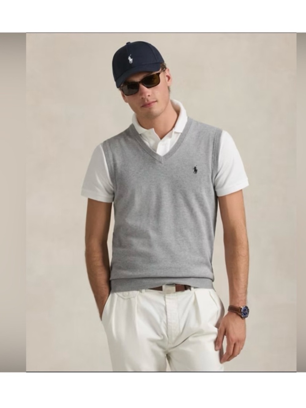 New Polo Ralph Lauren V-Neck Sweater Vest Gray 100% Pima Cotton Men’s XXL Preppy